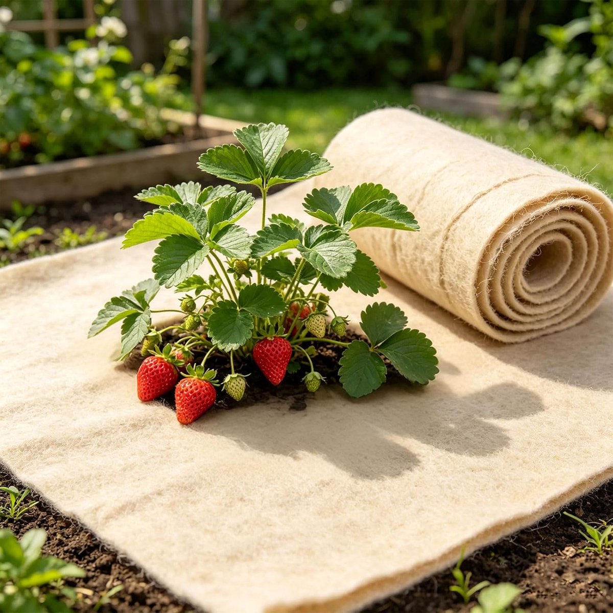 Tuinmat 50x300cm (250g/m²) - Onkruiddoek in schapenwol-look - ShopVlot