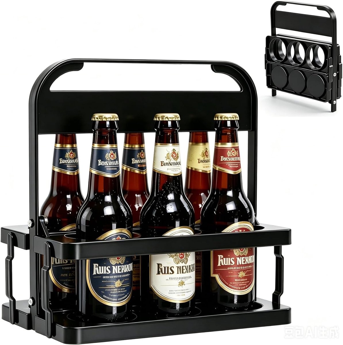 Vouwbare Flessenhouders voor 6 Flessen - Stevige Draagbare Drankdrager voor Bier, Wijn en Frisdrank, Ideaal voor Feesten en Picknicks
