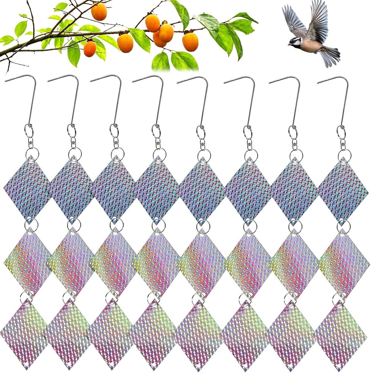 Holografische Vogelafschrikker Set van 24 Stuks, Effectieve Reflecterende Vogelbeschermer voor Tuin, Balkon en Gevel tegen Duiven en Spechten