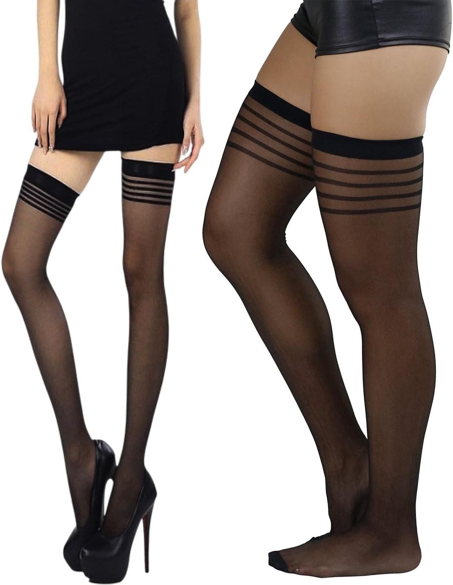 Billenliftende sokken van kant voor dames - Antislip siliconen, hoge dijriemen en comfortabele spandex kousen - Perfect voor elke gelegenheid