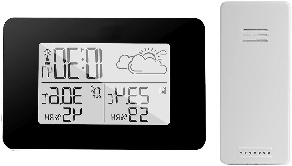 Weerstation met Sensor - Digitale Weerklok - Thuis Weer Meten - Draadloze Buitenmeting - 12.7 x 8.5 x 4 cm