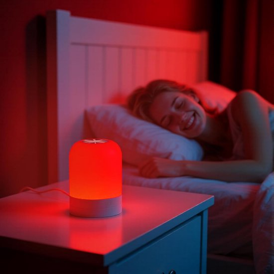 670nm Rood Slaaplampje voor Beter Slapen, Blauwlicht Filterend, Dimbaar Rood Licht Lamp voor Ontspanning, Stressverlichting, Mediteren, Yoga en Reizen — afbeelding 2