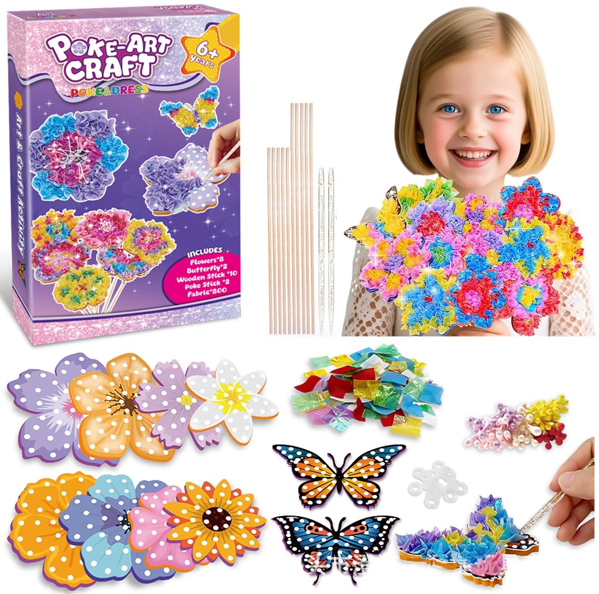 Knutselpakketten voor Kinderen - Bloemen Knutselen - Foliekunst - Creatief en Knoeivrij Plezier - ShopVlot
