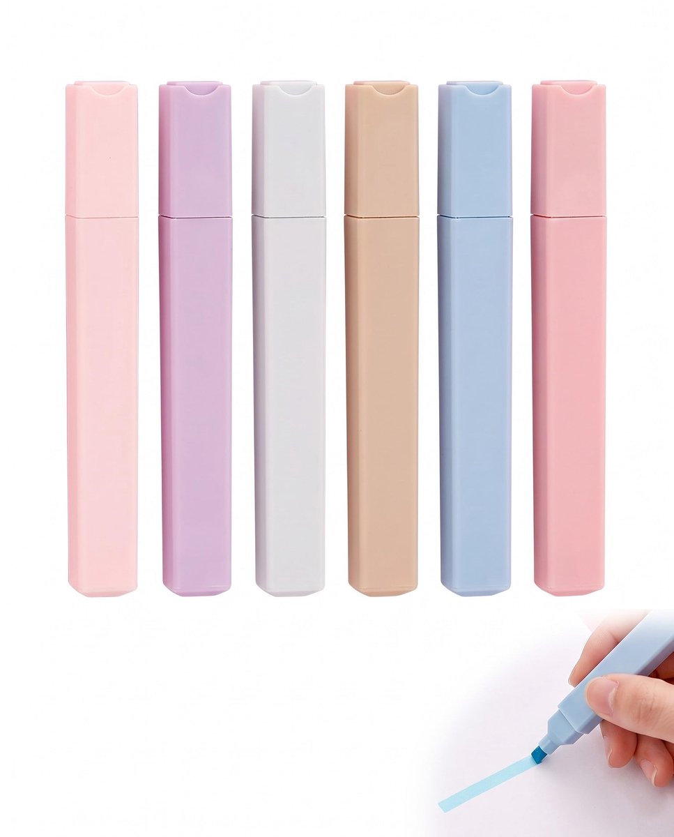 UXEWKL Markeerstiften van pastelstiften, 6 stuks, wigvormige punt, geen vlekken, ook geschikt voor de Bijbel - ShopVlot