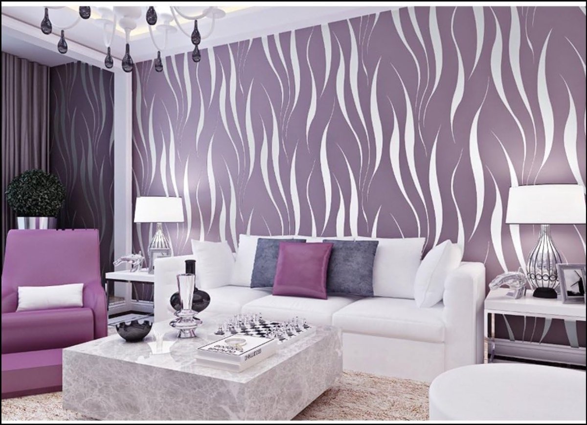 Sogiol® Vliesbehang Paars met 3D Strepen en Flock Patroon - Luxe Behang voor Woonkamer, Slaapkamer en Kantoor - Paars - 10m x 0,53m