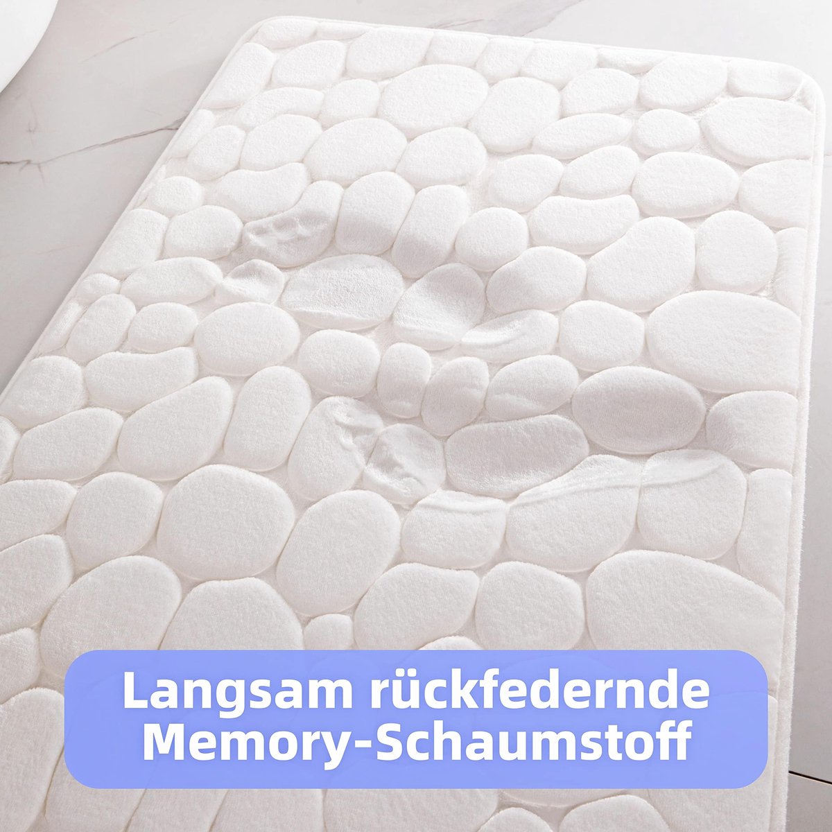 Badmat Memoryschuim 60 x 120 cm - Wit - Absorberend - Antislip voor badkamer - ShopVlot