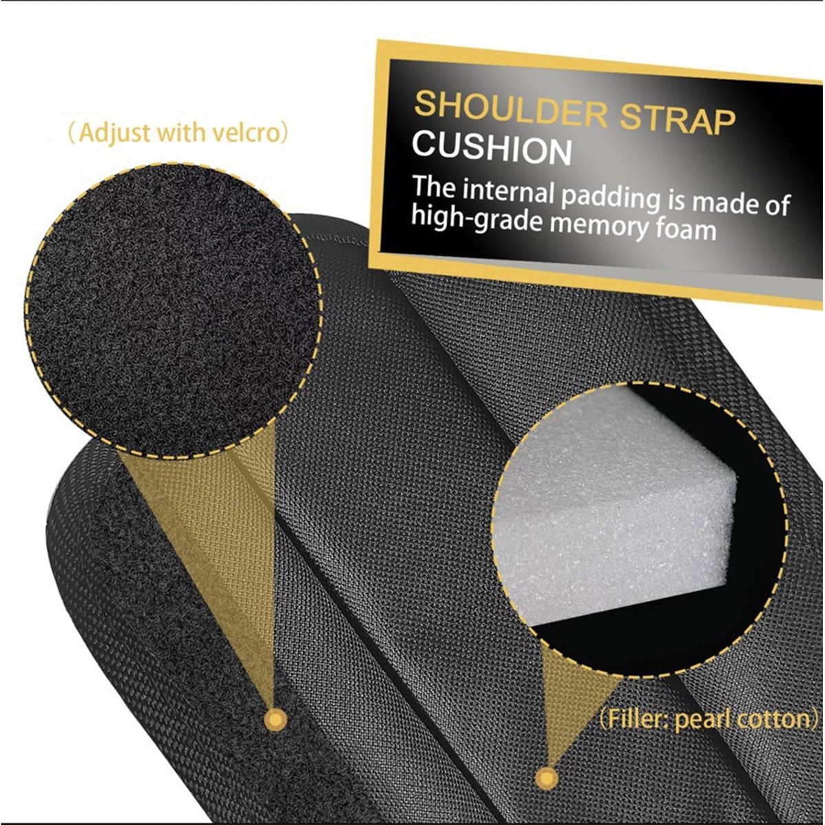 Gordelkussens 2 stuks - Zwart - Antislip bekleding - Comfortabel voor schoudertassen - ShopVlot