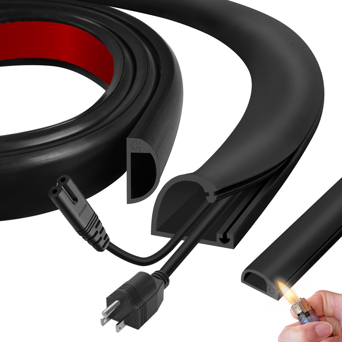 Vlamvertragende kabelgoot 27mm - flexibele siliconen - zelfklevend - voor tv- en tuinkabels - ShopVlot