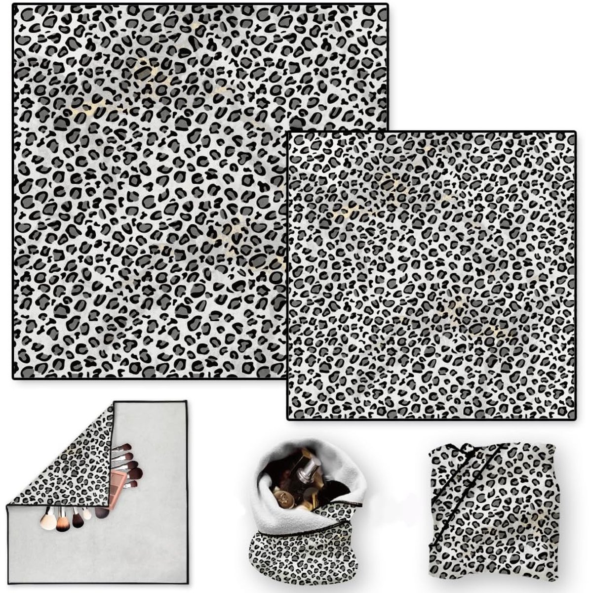 Reismake-uptas 50 cm - Grijze luipaard - Zelfklevende magische doek - Herbruikbare bescherming voor cameralens - ShopVlot