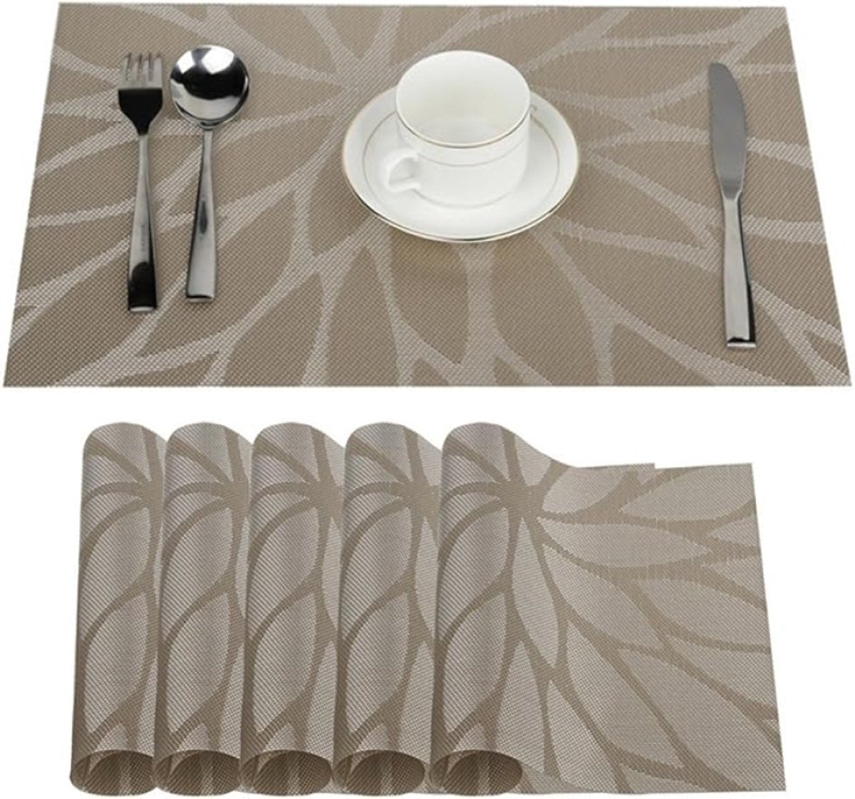 Set van 6 placemats 30x45cm antislip afwasbaar PVC hittebestendig - sans marque