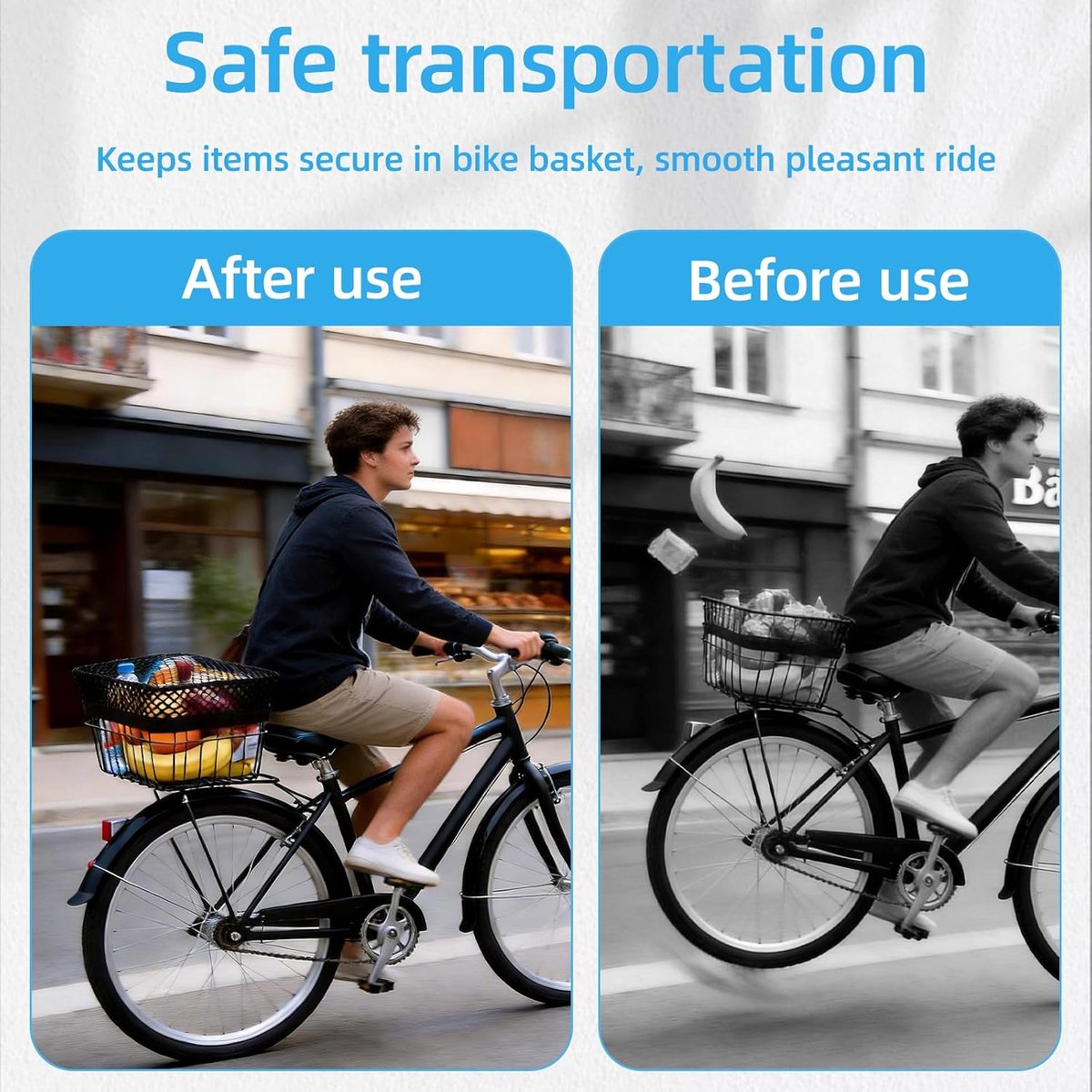 Fietsmand afdekking, bagagenet voor fietsmand achter, fietsmandnet voor bagagedrager en motorfiets, spannet voor alle - ShopVlot