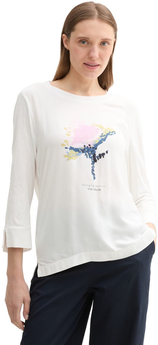 Tom Tailor - T-shirt - Maat S - Vrouwen - 10315 Whisper W - Viscose