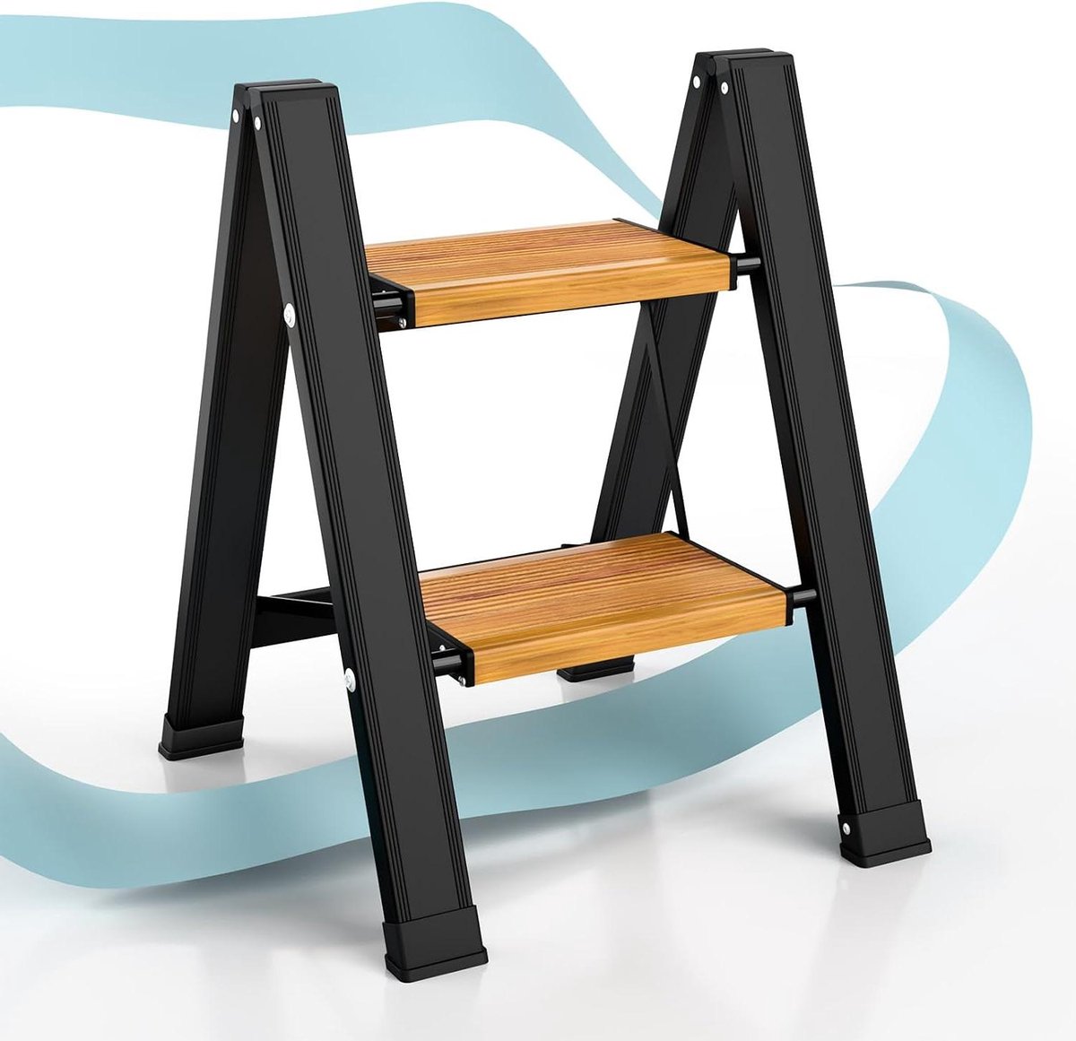 Opstapladder 2 treden - Vouwladder huishouden - Veilig klussen thuis - Extra brede antislip treden - 150 kg draaglast