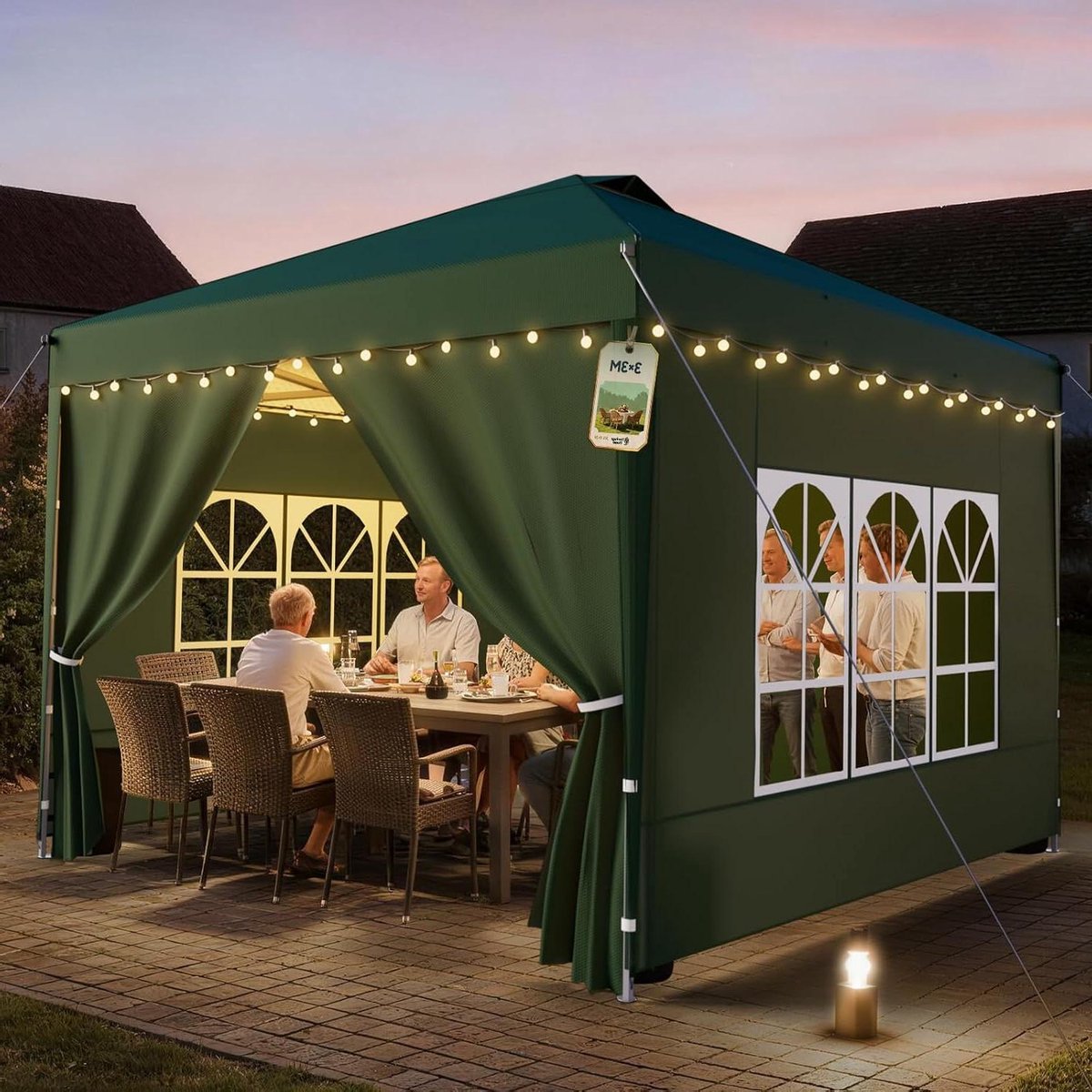 Pop-up Tent - Feesttent Tuin - Buiten Ontspannen - Inclusief Zijwanden - 3 x 3 Meter - Donkergroen