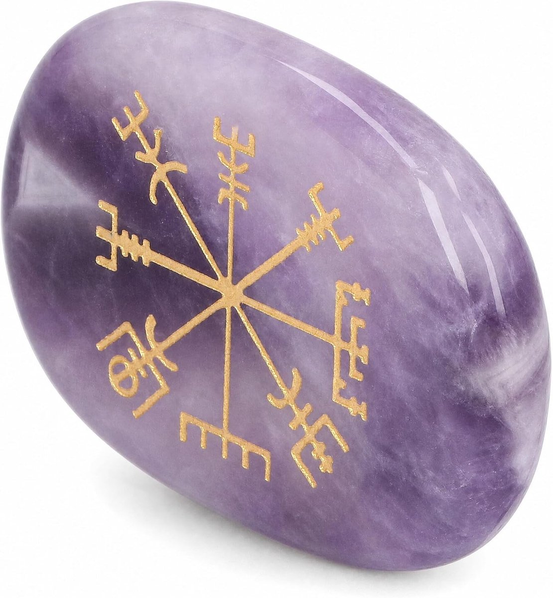 Gegraveerde Viking Symbolenstenen voor Emotionele Genezing en Meditatie met Amethist - Spirituele Energie en Ontspanning
