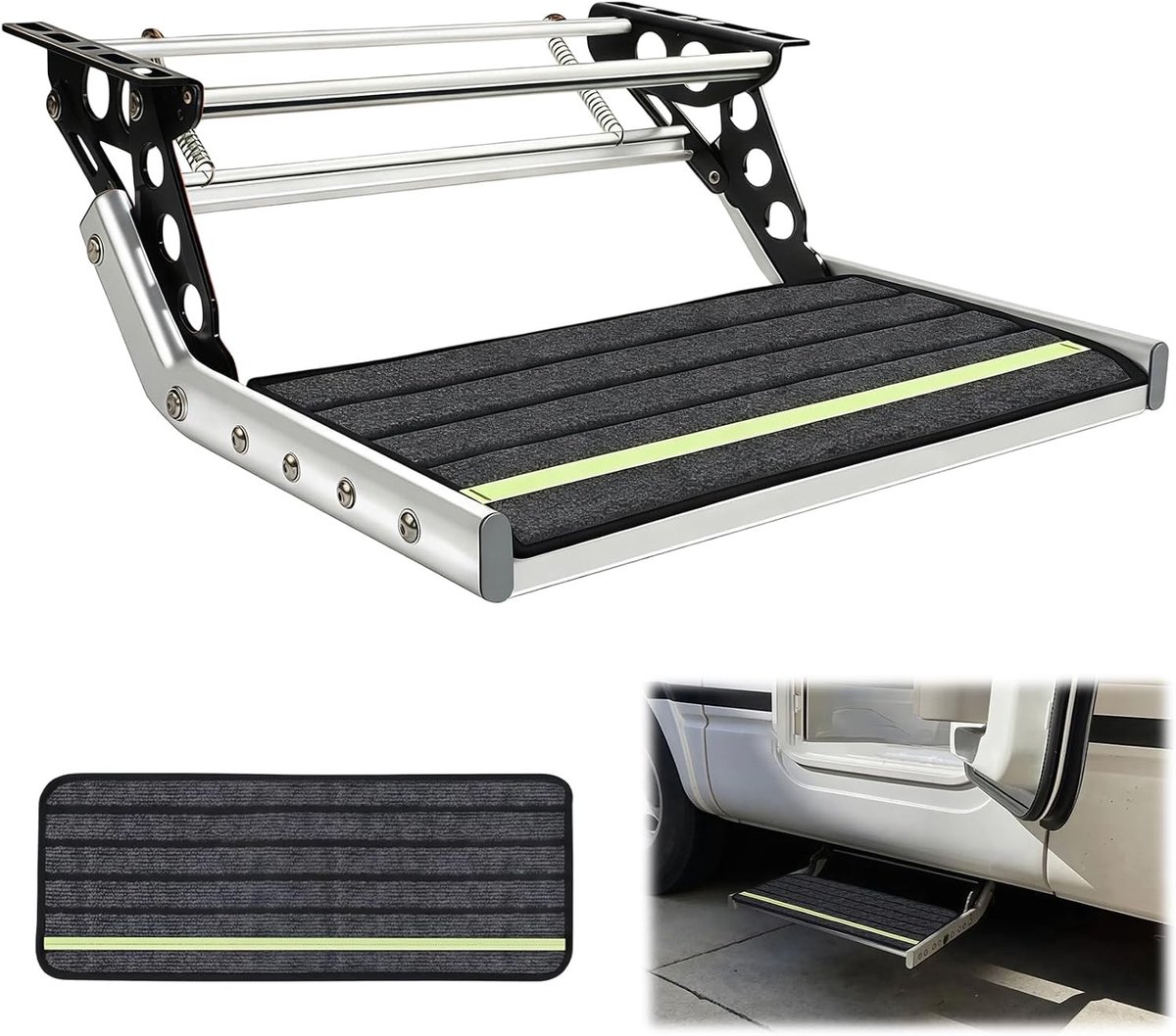 Vouwbare Caravan Stap met Antislip Mat, Ideaal voor Camper, Maximale Draagcapaciteit 200 kg, Veilig en Praktisch