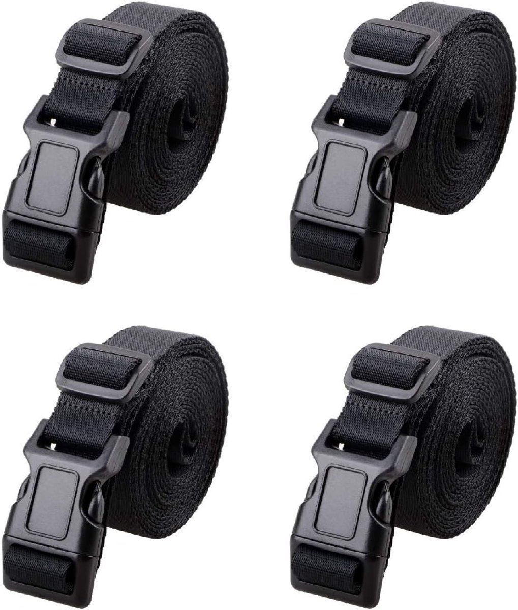Verstelbare 25mm Zwarte Nylon Kofferband met Antislip Sluiting, Ideaal voor Veilig Sluiten van Bagage, 4 Stuks