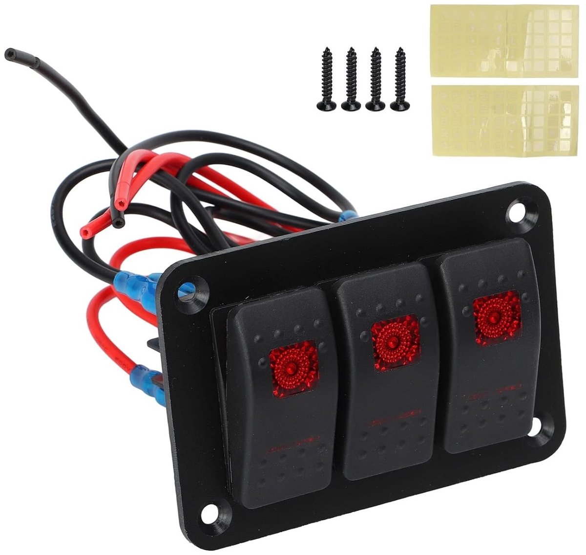 Waterdichte 3-snelheden Rocker Switch Paneel 12/24V 20/10A met LED Achtergrondverlichting voor Marine, Motorhomes en Accessoires