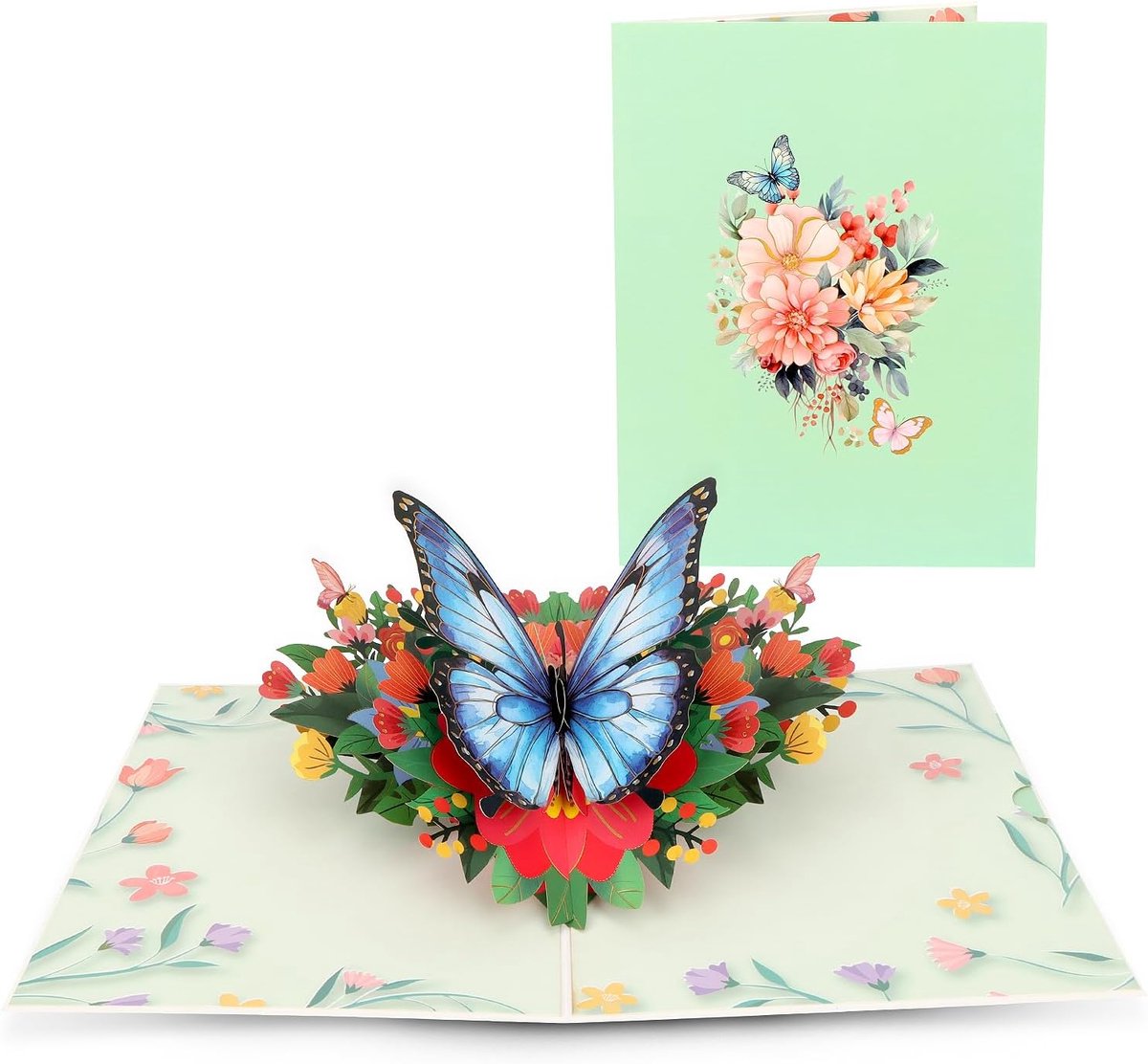 Pop Up Kaart Lente Ontwaken - Handgemaakt - Levendige Groene Bladeren - Uniek Kunstwerk voor Elke Gelegenheid - ShopVlot