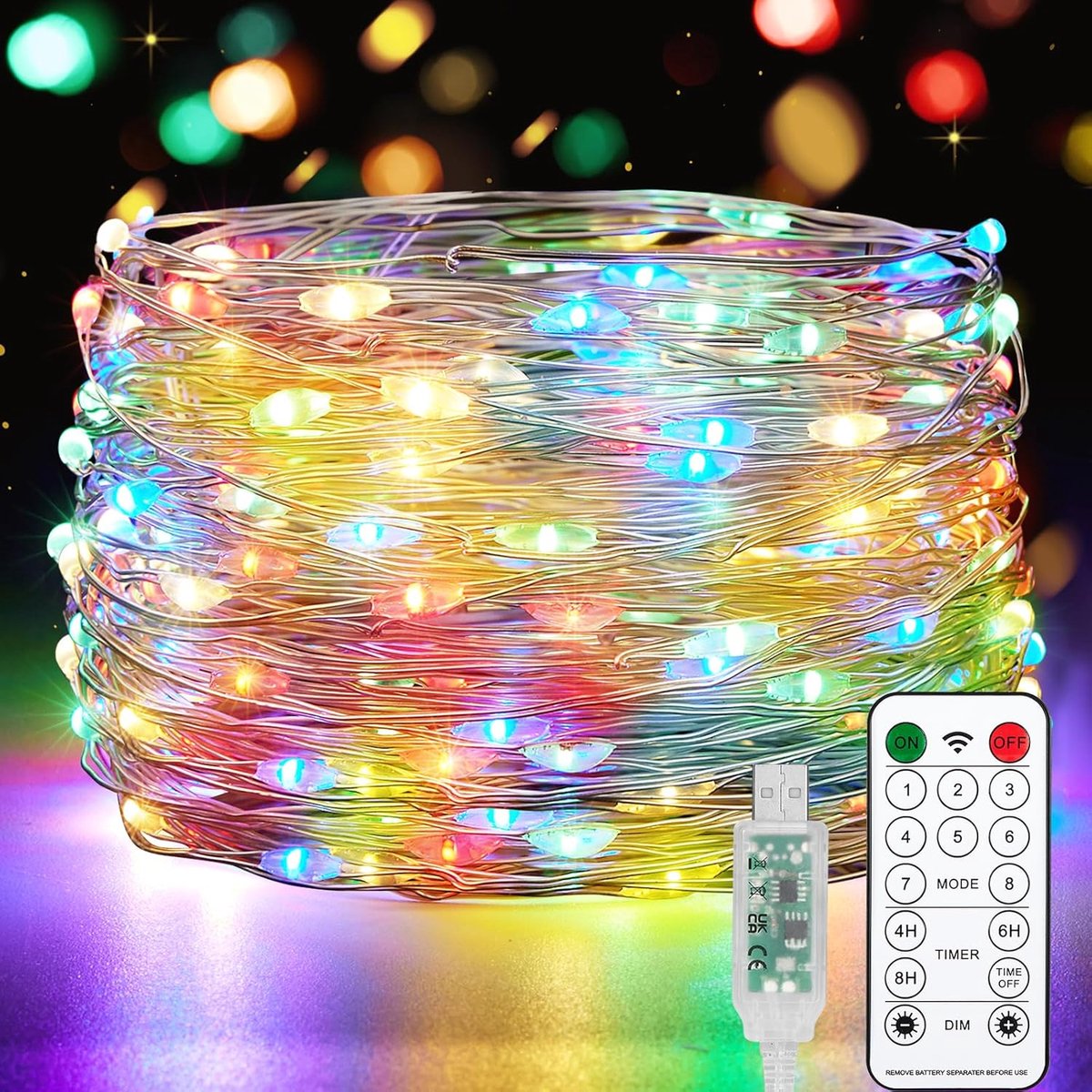USB Fairy Lights, 100 LED 8 Lighting Modes Twinkle Fairy String Lights Waterproof with Remote Control Timer USB String - ShopVlot