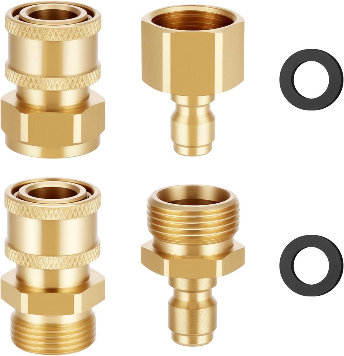 Hogedrukreiniger adapterset met M22-14 mm naar 1/4 inch, messing snelkoppelingen voor hoge druk, 5000 psi, 4 stuks, ideaal voor reiniging en tuinklussen