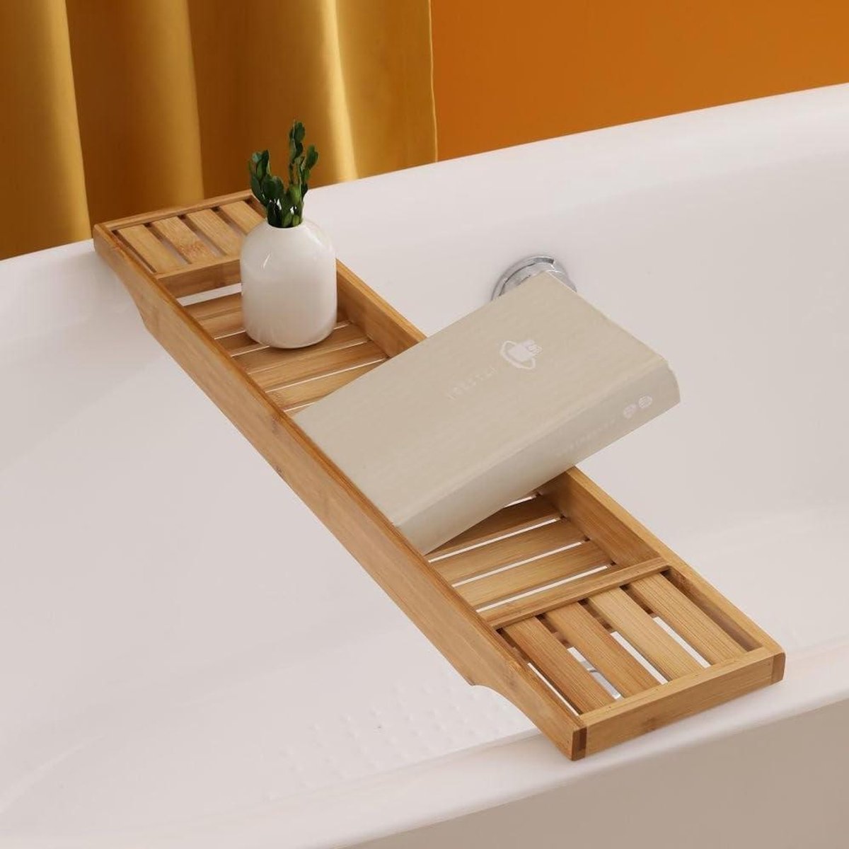 Badrekje Bamboe - Badplank Badbrug - Ontspannen in bad - Strak design zonder naden - 70 cm breed - Naturel