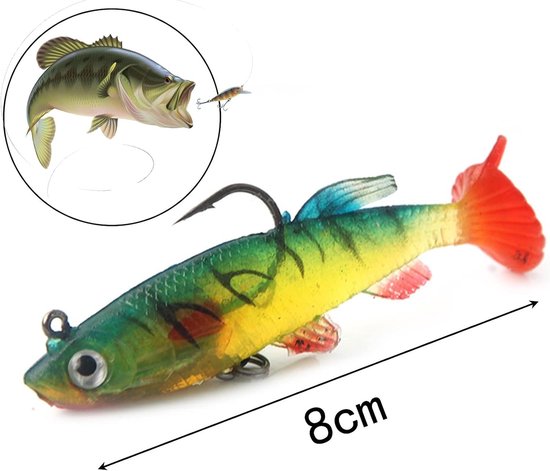 Set van 5 Rubber Vissen Lures voor Snoekbaars, Jig Spinner Bait met Flitslicht voor Effectieve Visvangst — afbeelding 2