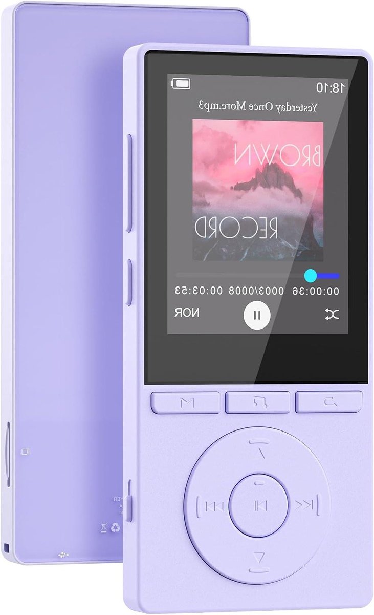 MP3-speler - Muziekspeler - Sport en Reizen - Bluetooth 5.3 - 64 GB - Paars
