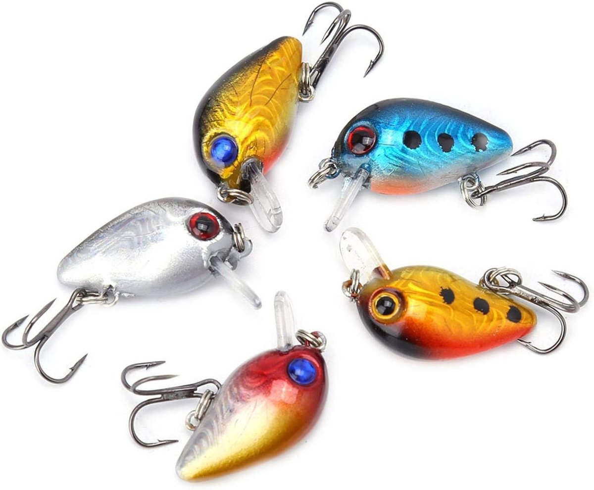 Mini Minnow Visaas, 5 Stuks, 3 cm, Flitsende Vibrerende Lures met 3D Holografische Ogen, Duurzaam en Stevig, Inclusief Transparante Opbergdoos, Perfect voor Snoek en Baarsvisserij