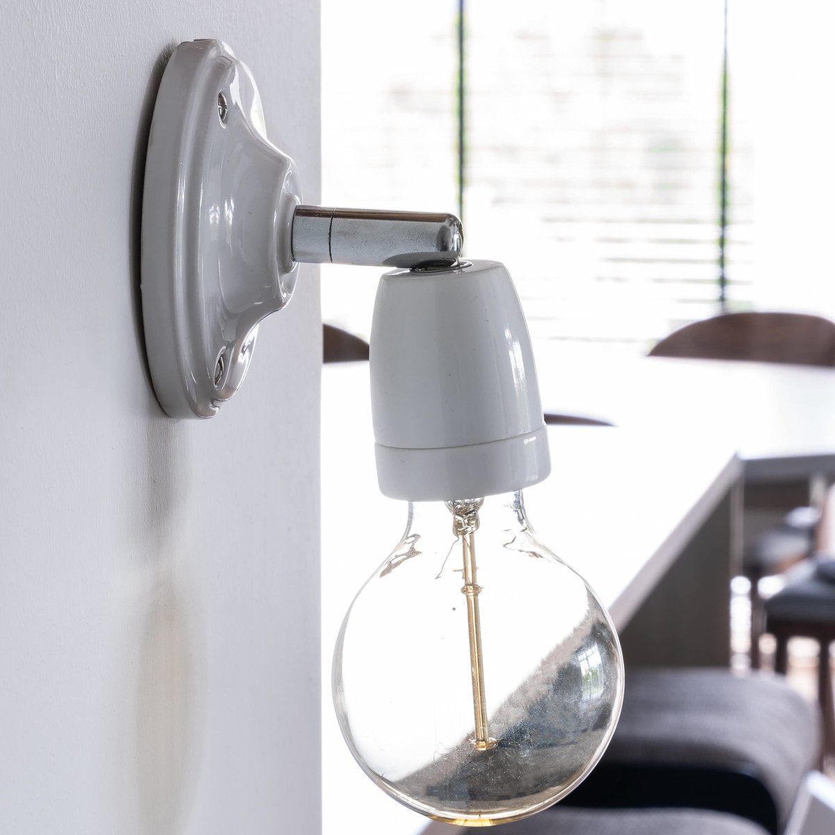 Porselein Retro Baldakijn XL - Wit - Trekontlasting - Perfect voor stijlvolle verlichting - ShopVlot