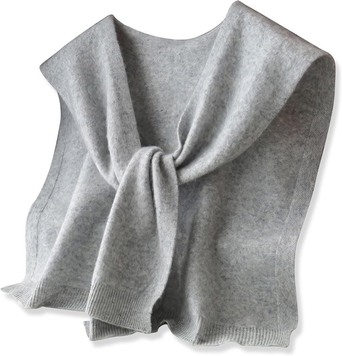 Kleine Gebreide Sjaal voor Dames in Effen Kleur, Lange Sjaal met Knoop, Decoratieve Wol Sjaal voor Schouder en Cape