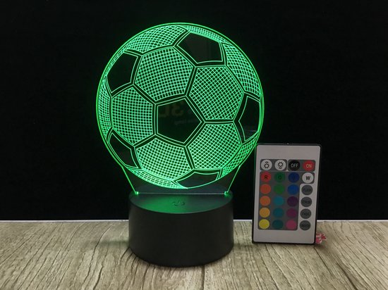 3D Voetbal Lamp - Voetbal Nachtlampje - 16 Kleuren - Met Afstandsbediening - Kinderkamer Lamp - Voetbal Decoratie - Sfeerlamp van LEDyourLight — afbeelding 3
