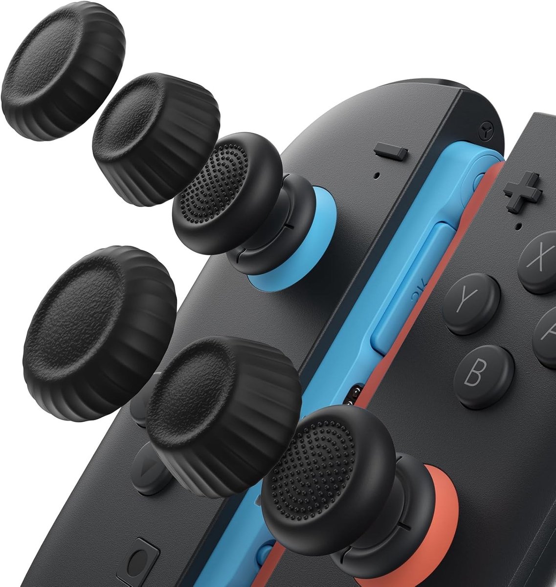 Ergonomische Duimgrepen voor Nintendo Switch 2, Antislip Joycon Stick Covers, Comfortabele Grip, Duurzaam en Verbeterde Gaming-ervaring - Zwart, 3 Paar (6 Stuks)