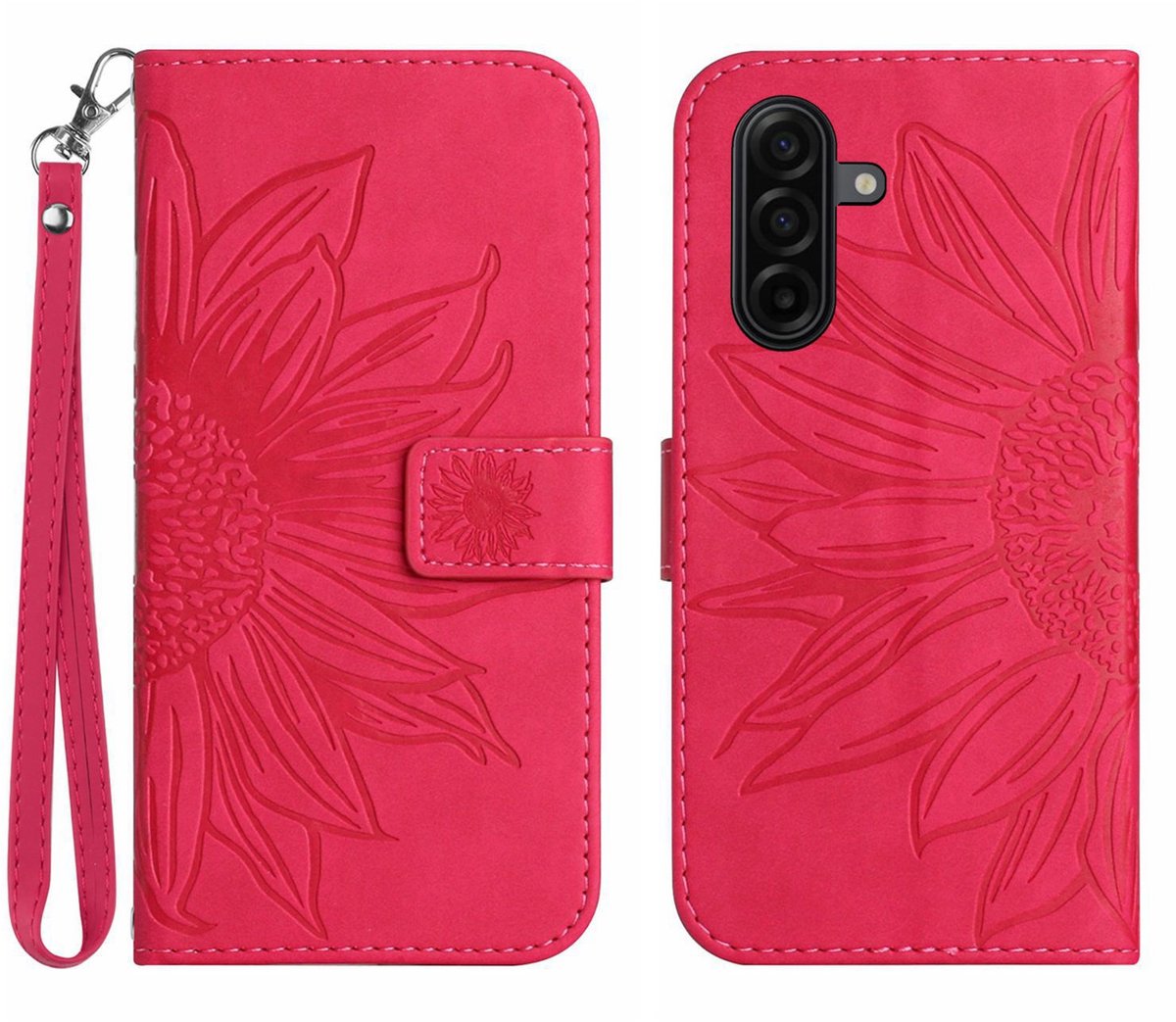 Coverup Hoesje - Geschikt voor Samsung Galaxy A27 Hoesje - Coverup Zonnebloem Book Case met Koord - Pink
