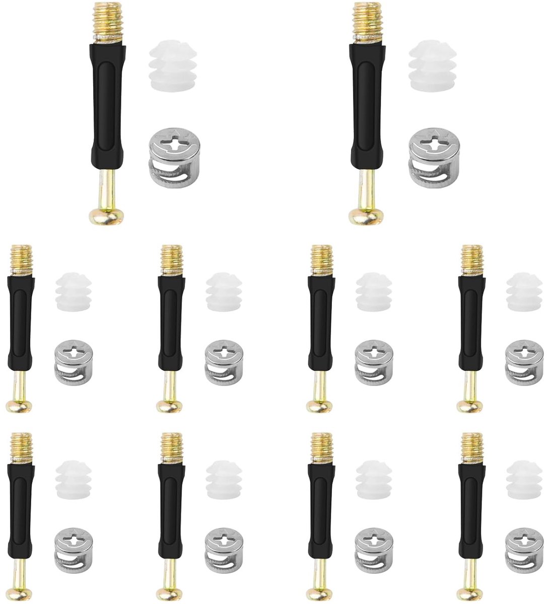 Complete Set van Eccentrische Meubelverbinders, Fittingen met M6 Schroeven, 10 Paar voor Kasten en Meubels, Diameter 11.8 mm, Zwart