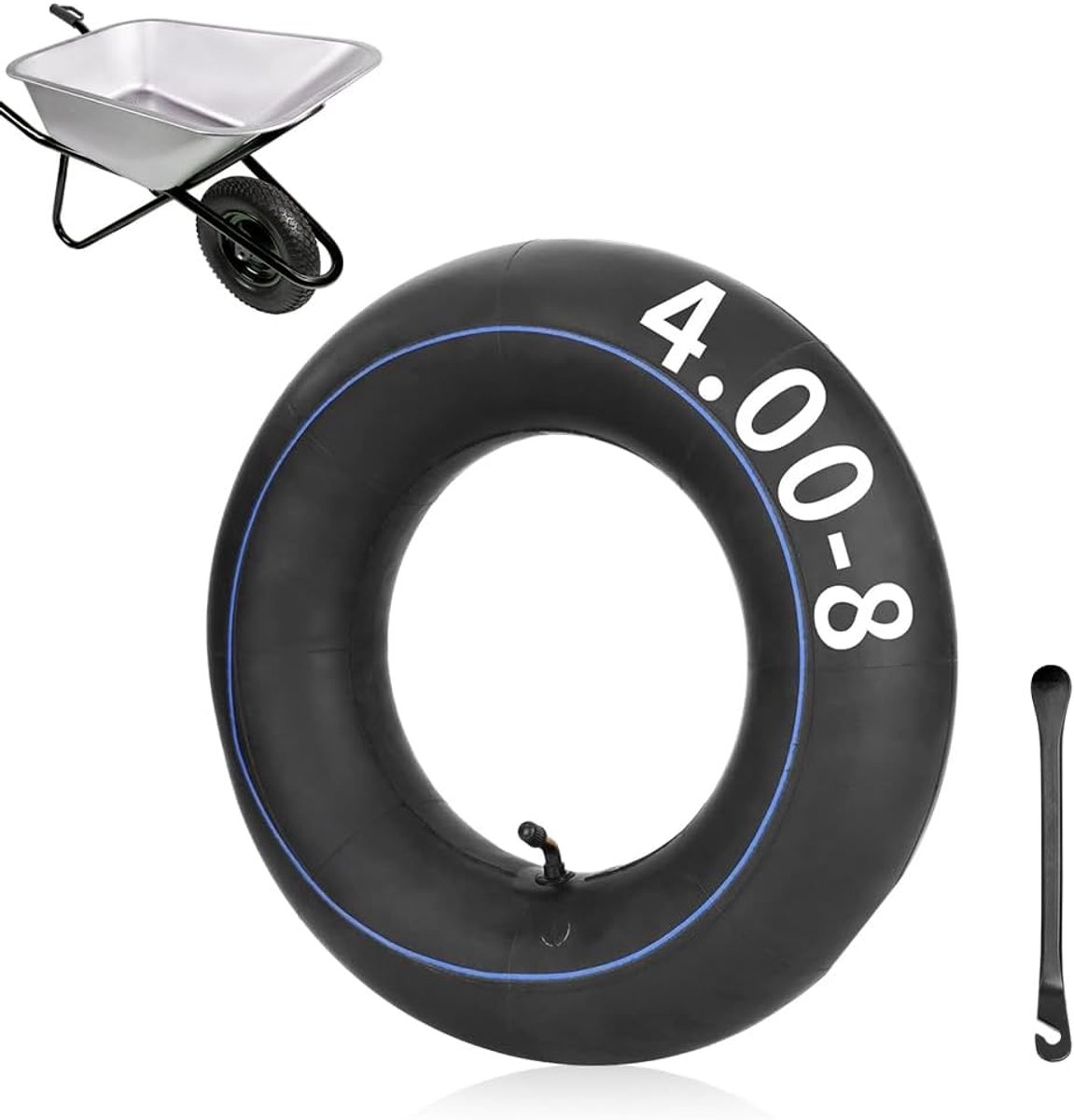 Thijox - Binnenband Aanhanger 4.80/4.00-8, Kruiwagenband met Gebogen Ventiel, Vervangende Binnenbuizen voor Tuinwagens, Steekwagens en Grasmaaiers