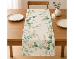 Blazelife Home Bedrukt Velvet textiel Tafelloper - Fluweel - Runner 40*140 - Eucalyptusblad