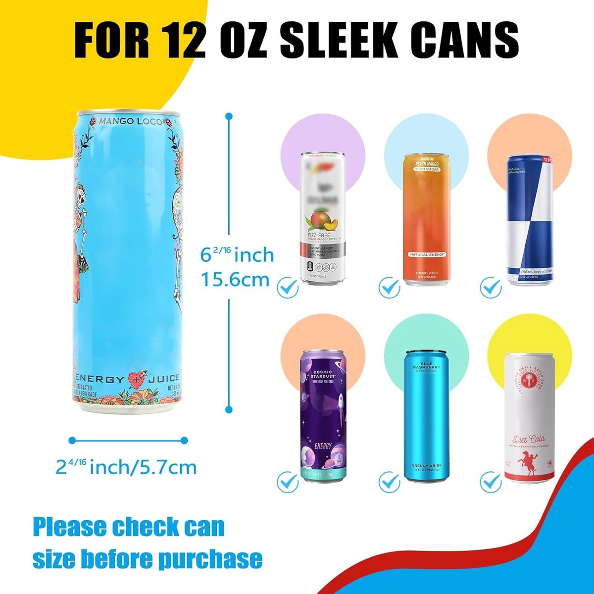 Slim Can Cooler Sleeve - Neopreen - Antislip Ontwerp - Condensatiebestendig - Voor Dunne Blikjes