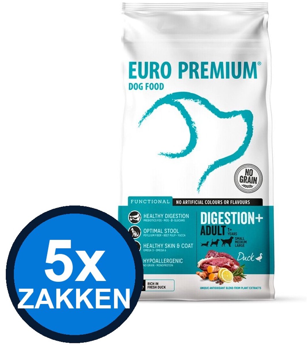 Euro Premium Euro-Premium - Adult Digestion+ - Hondenvoer Droogvoer - 2 kg