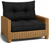 Kussen Lounge Tuinmeubelen - Set: zitkussen 60x60 cm en rugkussen 40x60 cm Rug Rattan Ideaal voor balkon terras loungeset buiten comfort vulling dik duurzaam Grafiet Eco-linnen