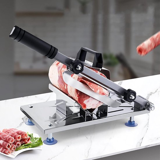 Snijmachine Vlees - Vlees Snijmachine voor Thuis - Snijmachine - RVS - Instelbare Snijdikte - voor Kip, Eend, Vis en Ribben - Zilver van COOAU — afbeelding 2