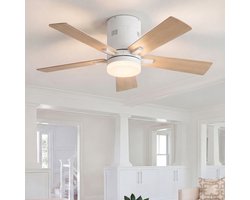 Plafondventilator met Lamp Hout – Stille Ventilator met 6 Snelheden & Afstandsbediening