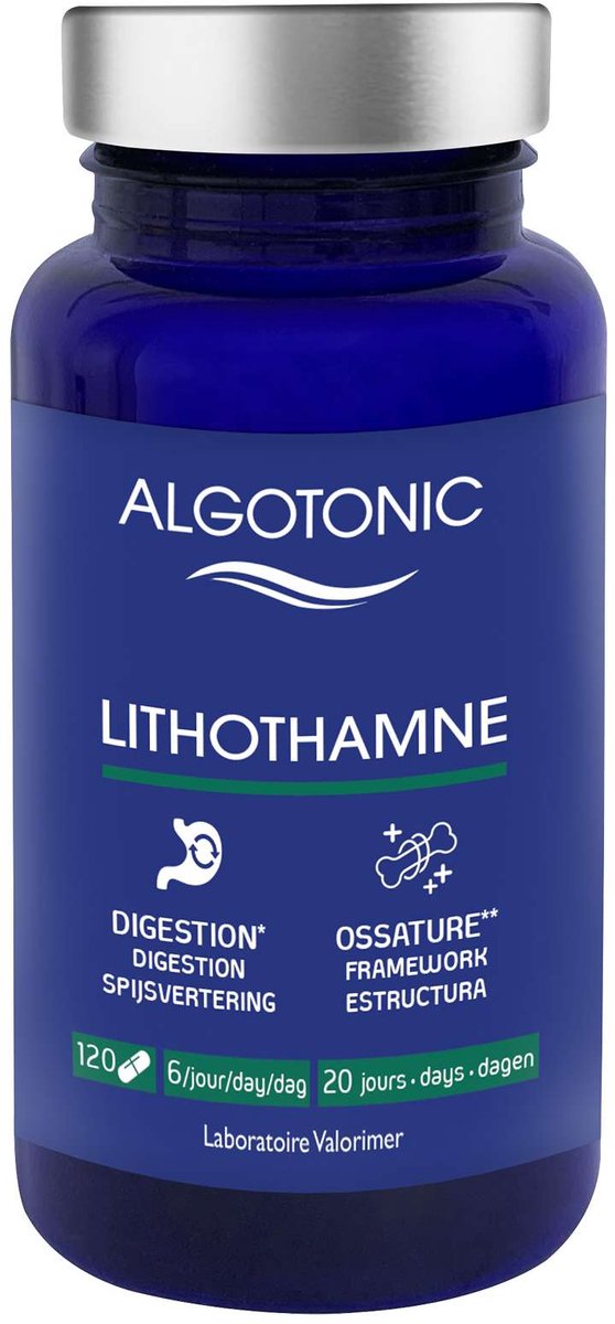 Algotonic Lithothamnion Capsules - Voedingssupplement Zeewier - 120 Capsules - Rijk Aan Calcium En Magnesium - Ondersteunt Botten En Zuur-base Evenwicht - 20 Dagen Kuur