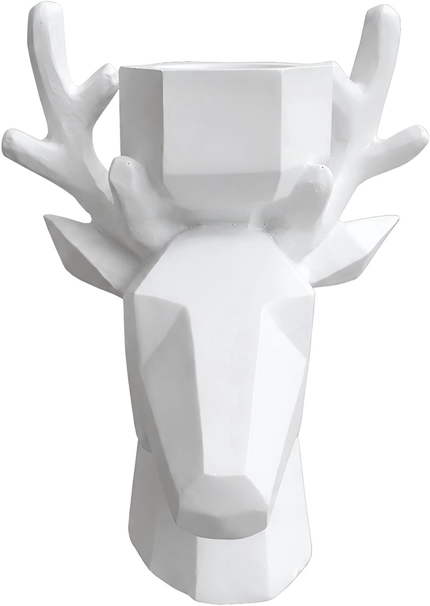 Lavandoux - Hertenkop Theelichthouder - Geometrisch - Wit - S: H 16 cm