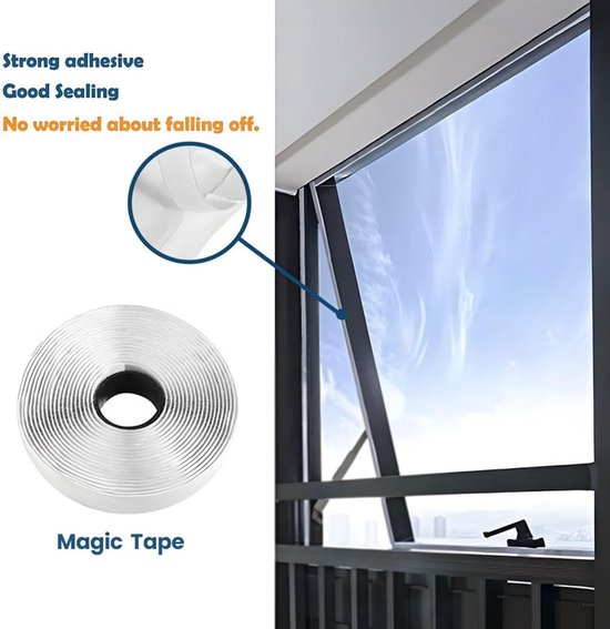 Airco Raamafdichtingskit - 400 cm - Met Rits & Zelfklevende Tape - Luchtdicht & Waterdicht - Voor Mobiele Airco & Droger
