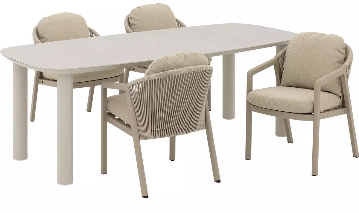 Goossens Tuinset Vernazza Incl. 4 Portofino Stoelen - Keramiek - bruin - 220 x 75 x 100 cm