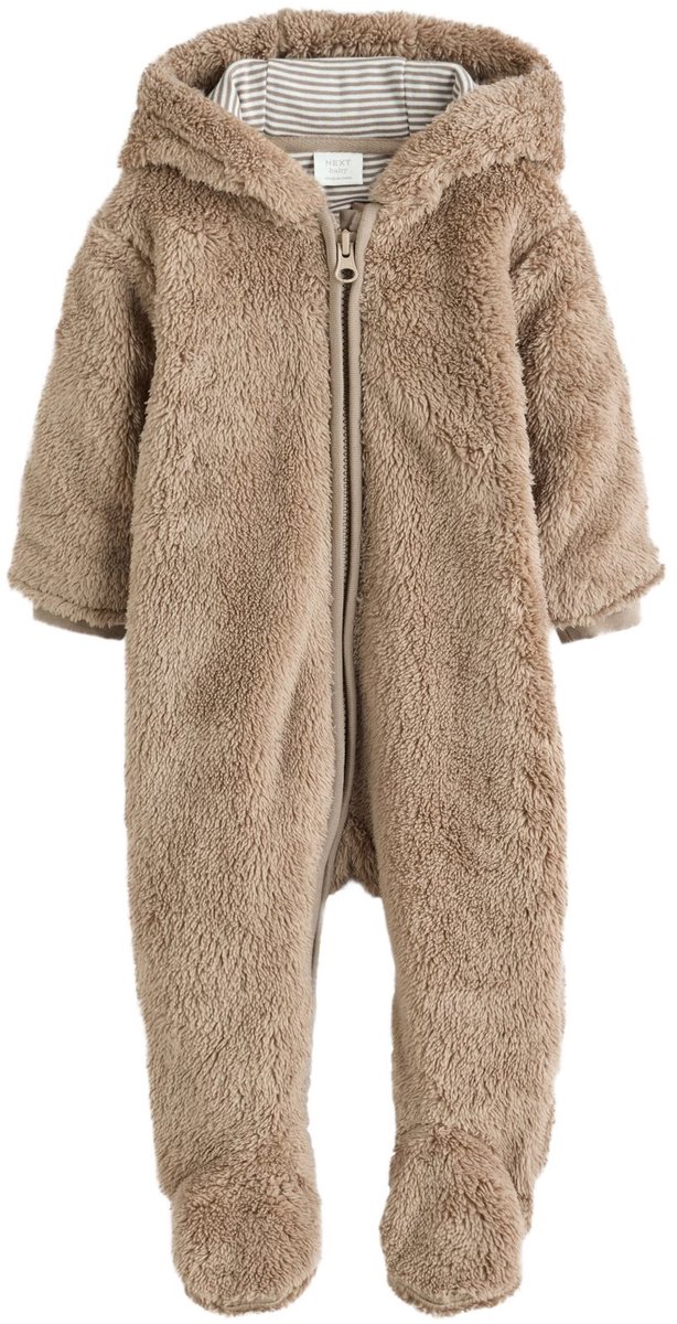 Next - Pasgeboren unisex - Gewatteerde nylon baby-onesie met capuchon - Bruin