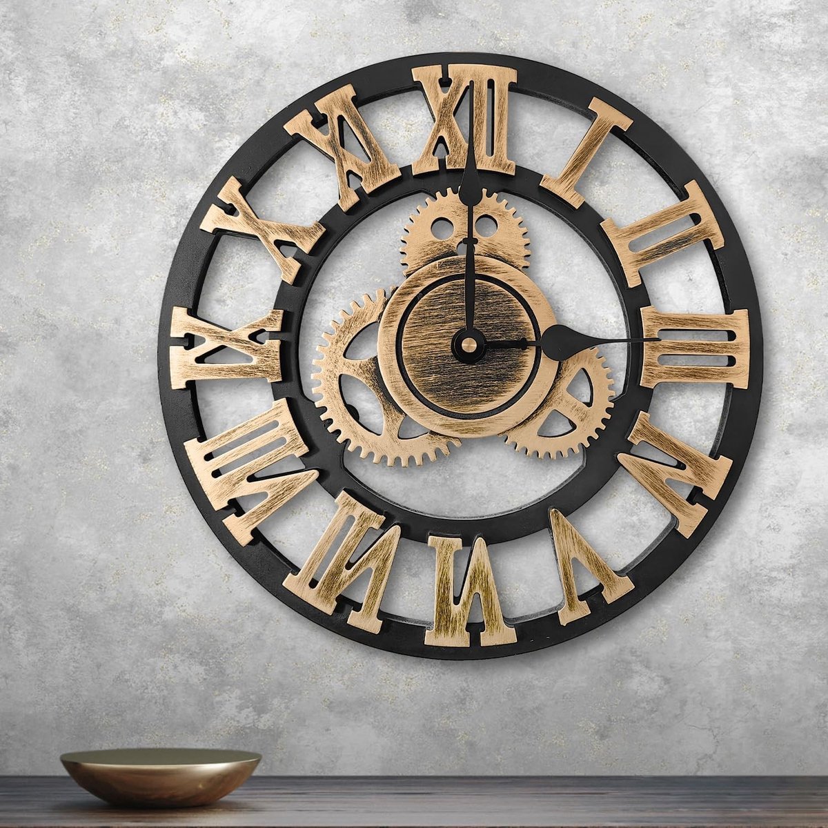 Wandklok - Metalen - Stil en niet-tikkend - 3D tandwiel ontwerp - Voor Huis en Kantoor