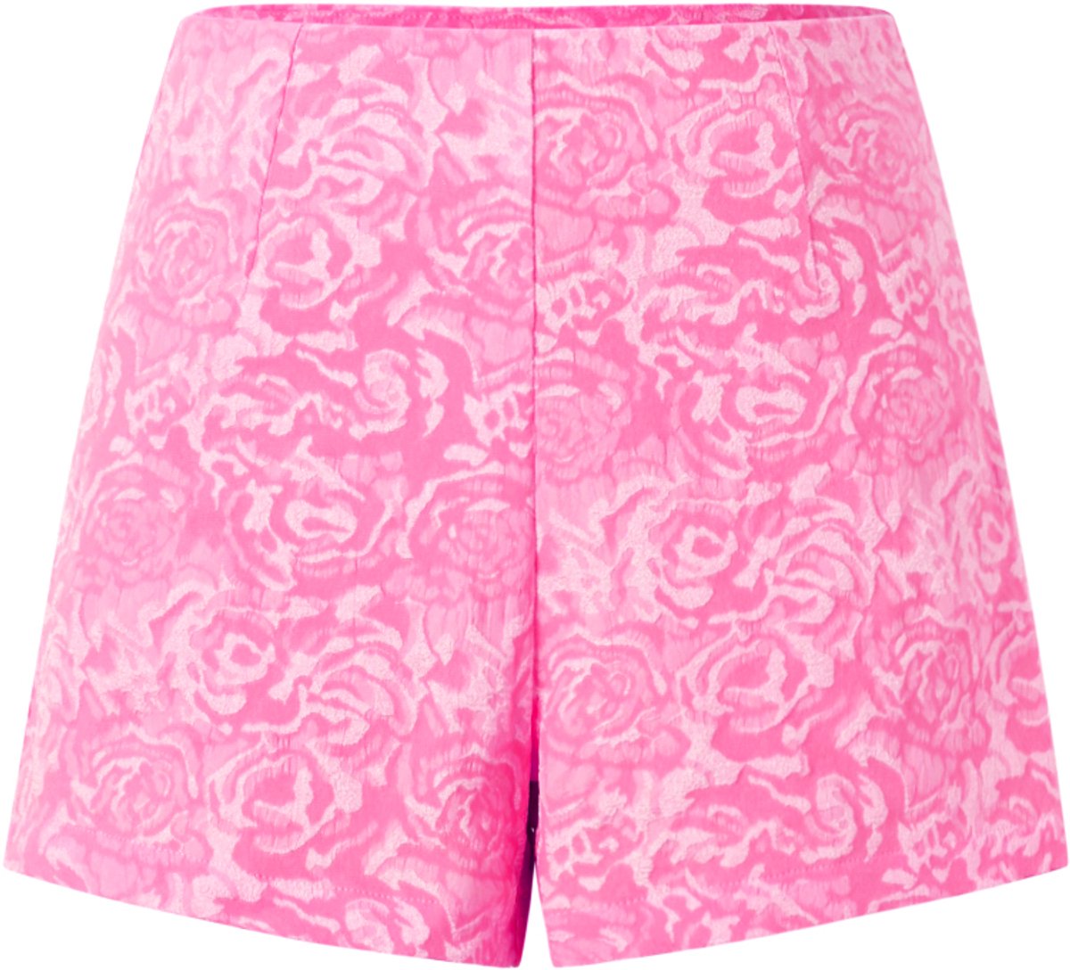 Elegante Geweven Vrouwen Shorts met Bloemenprint - Rozerood - Maat S