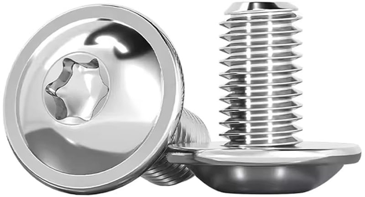 Lenskop Schroeven met Flens 20 stuks M4 x 12mm Torx Ronde Kop Schroeven RVS A2 V2A, Volledig Gewonden voor Machinebouw en Bevestiging